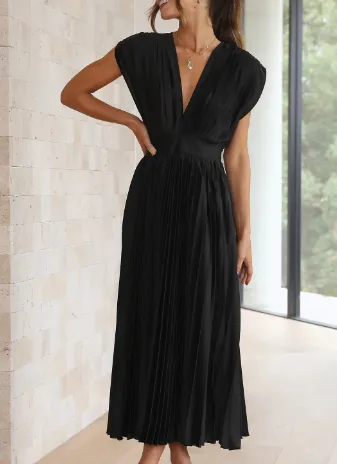 Bliss - Plain long dress with short sleeves