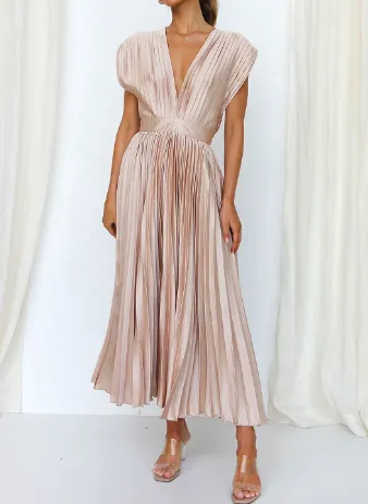 Bliss - Plain long dress with short sleeves