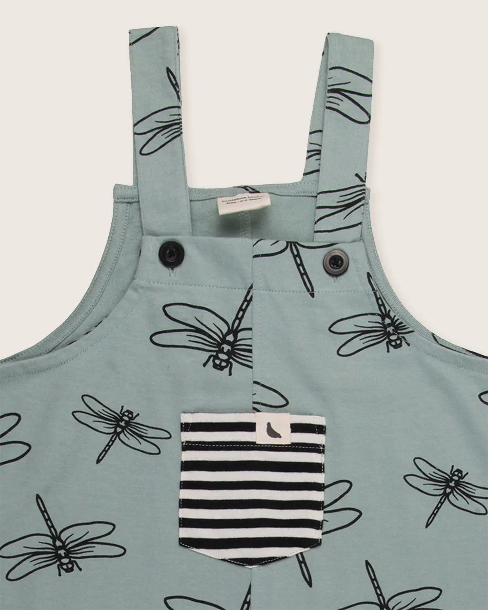Blue Damselfly Print Dungarees