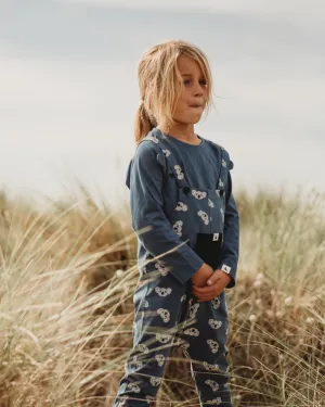 Blue Koala Print Dungarees