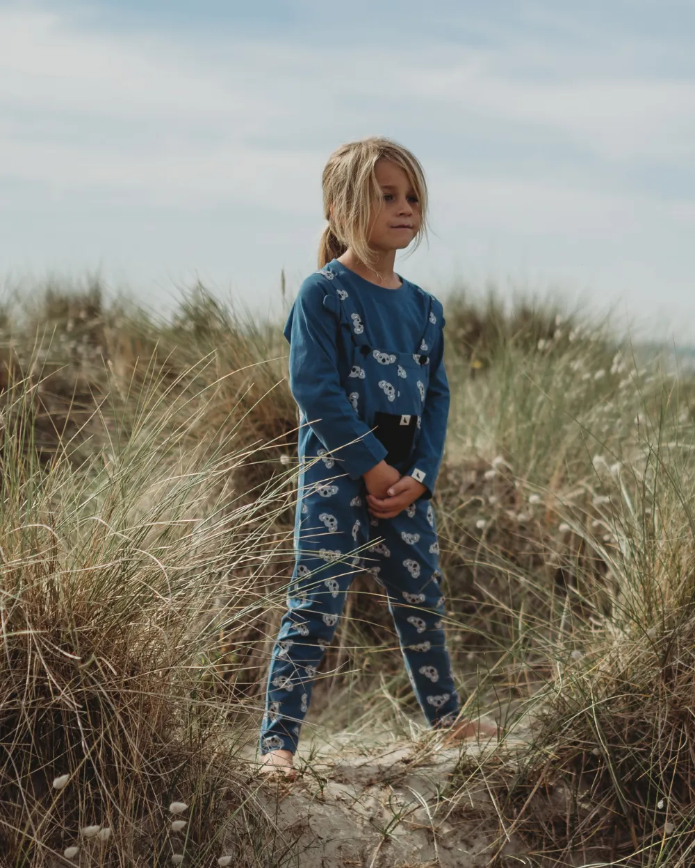 Blue Koala Print Dungarees