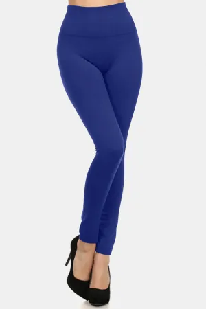 Blue Seamless High Waist Fleece Leggings