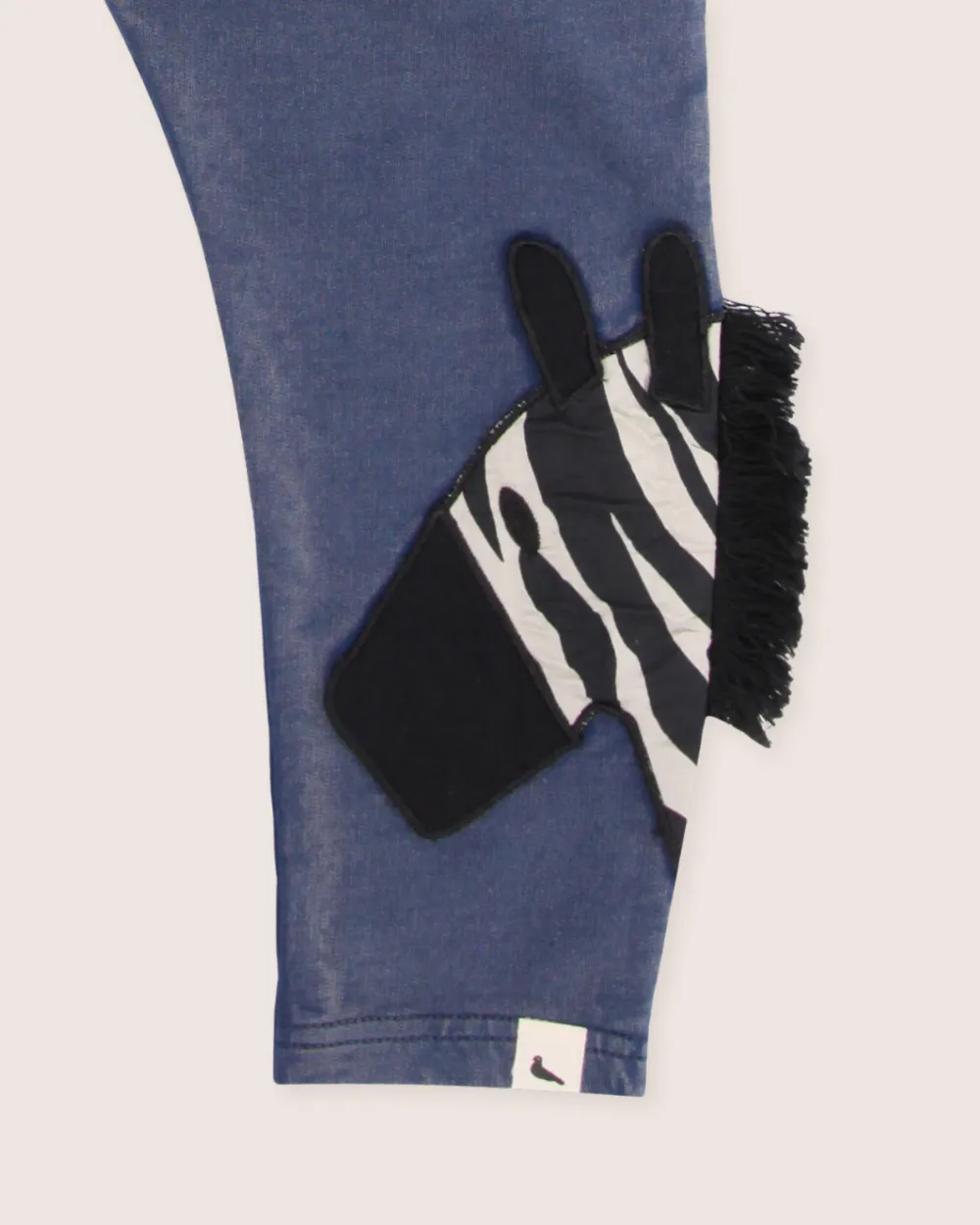 Blue Zebra Head Print On Leg Dungarees