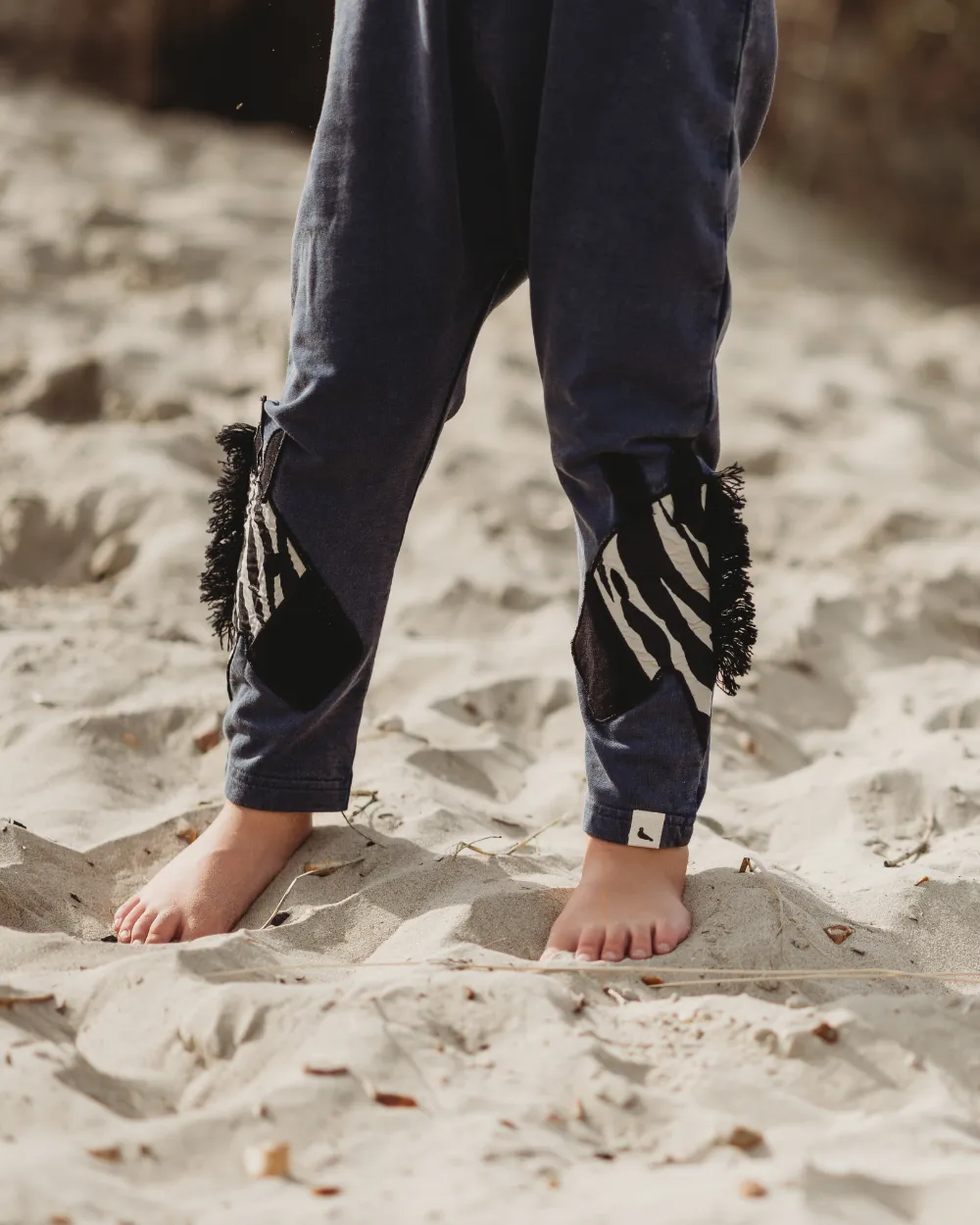Blue Zebra Head Print On Leg Dungarees