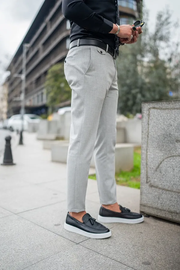 Brabion Massimo Light Gray Slim Fit Chino Pants - Versatile Elegance