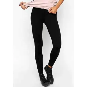 Brief Elastic Waist Solid Color Skinny Leggings For Women - Black M