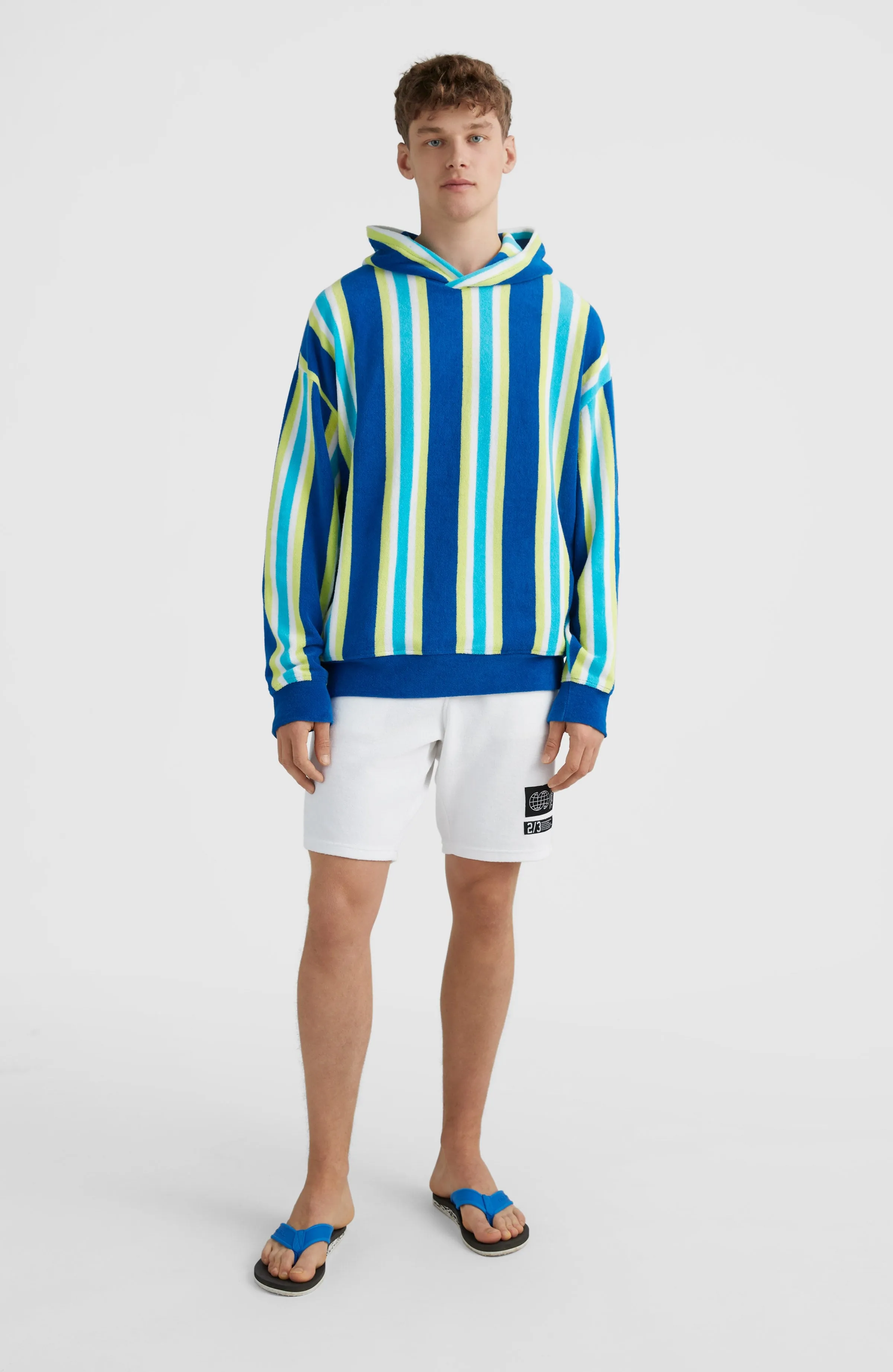 Brights Terry Kapuzenpullover | Blue Towel Stripe