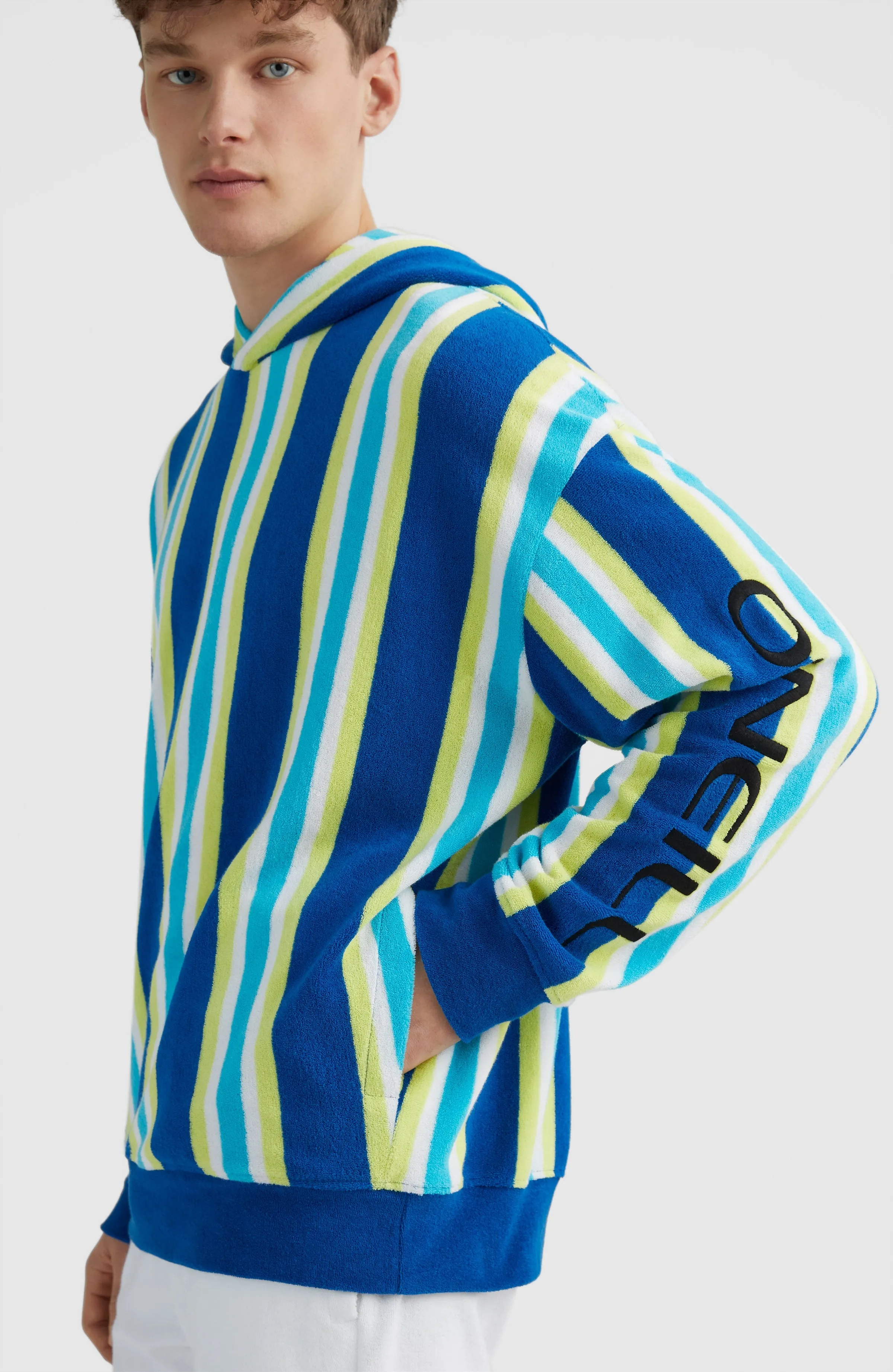 Brights Terry Kapuzenpullover | Blue Towel Stripe