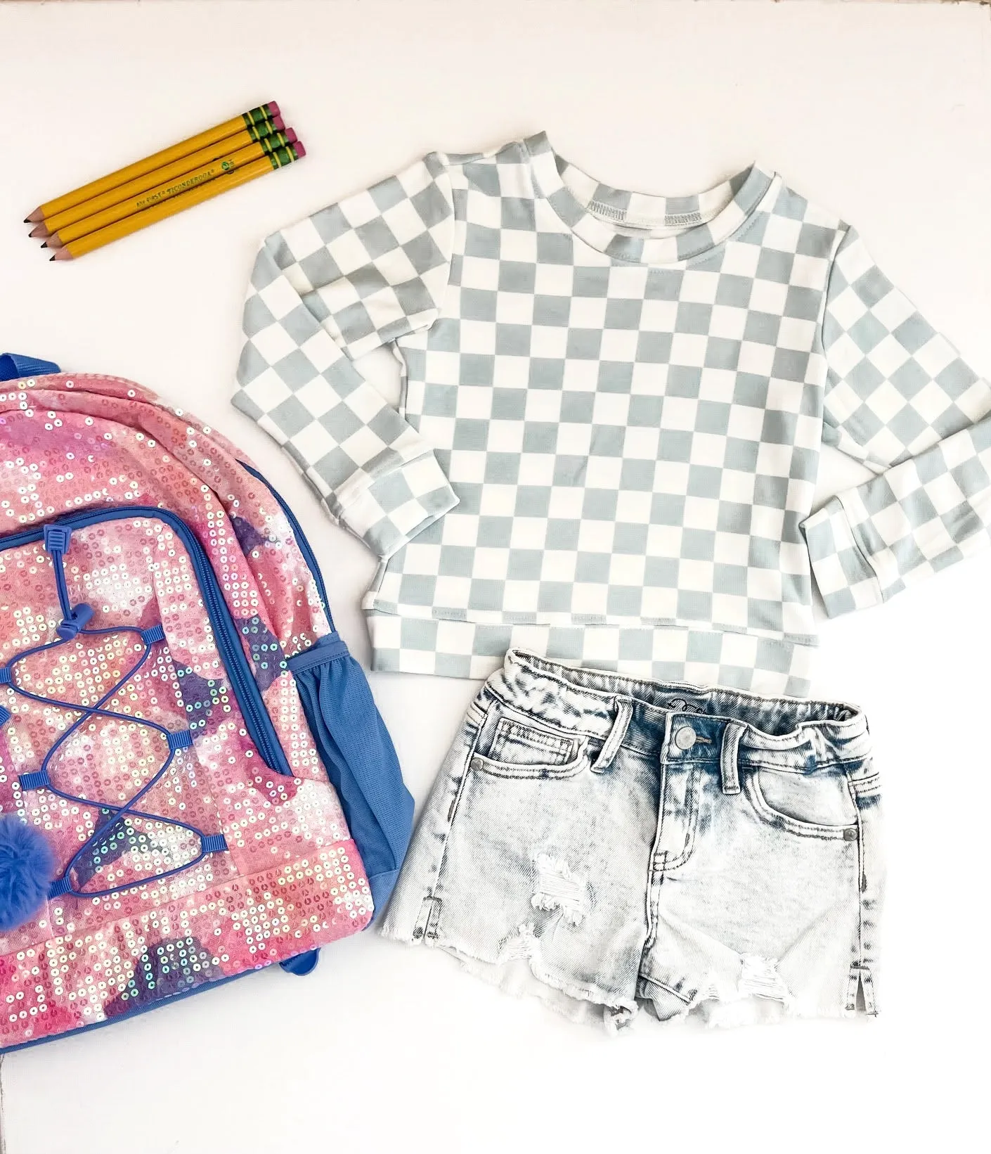Brokedown Clothing Kid's Blue Check Sweatshirt