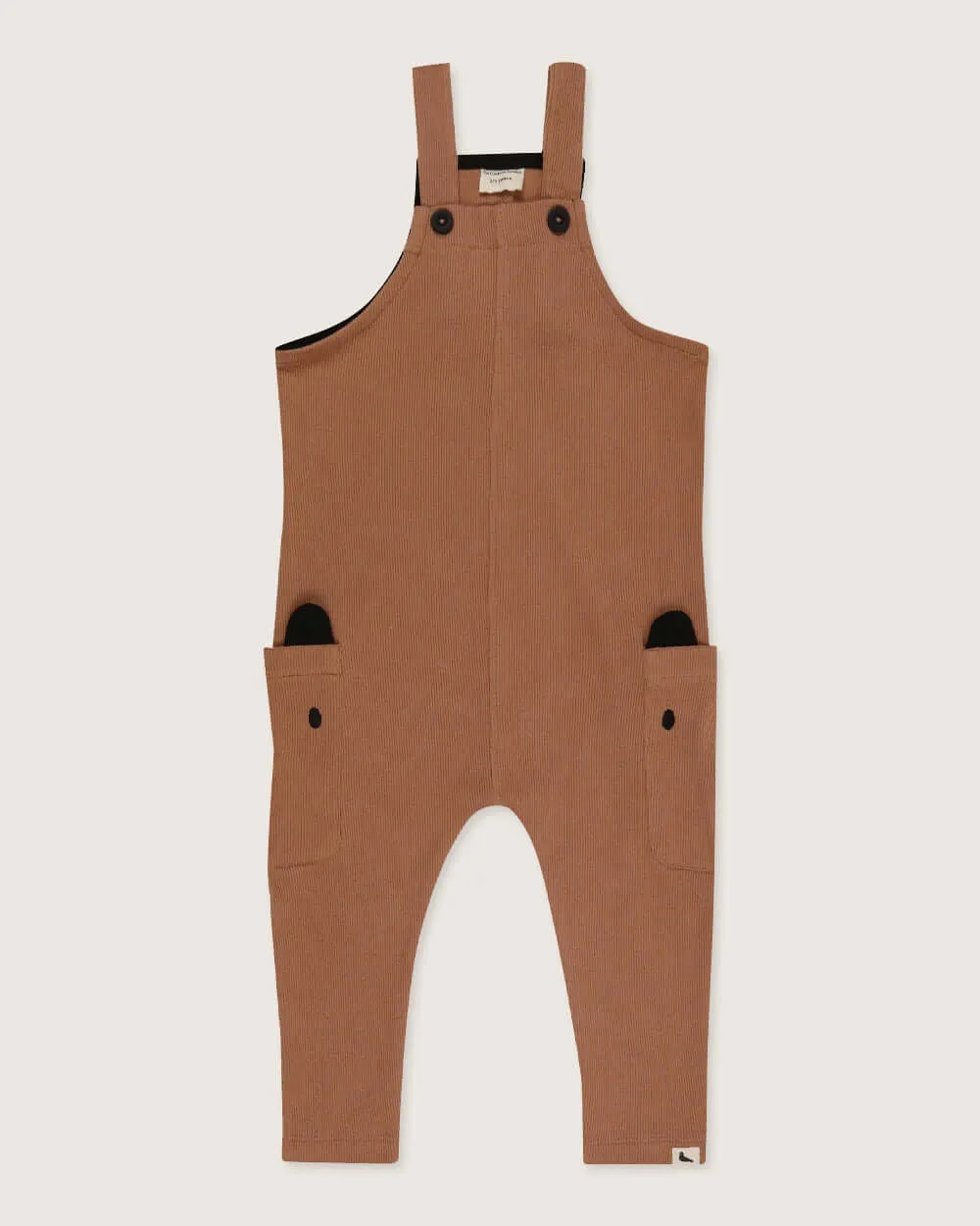 Brown Bear Face Print Dungarees