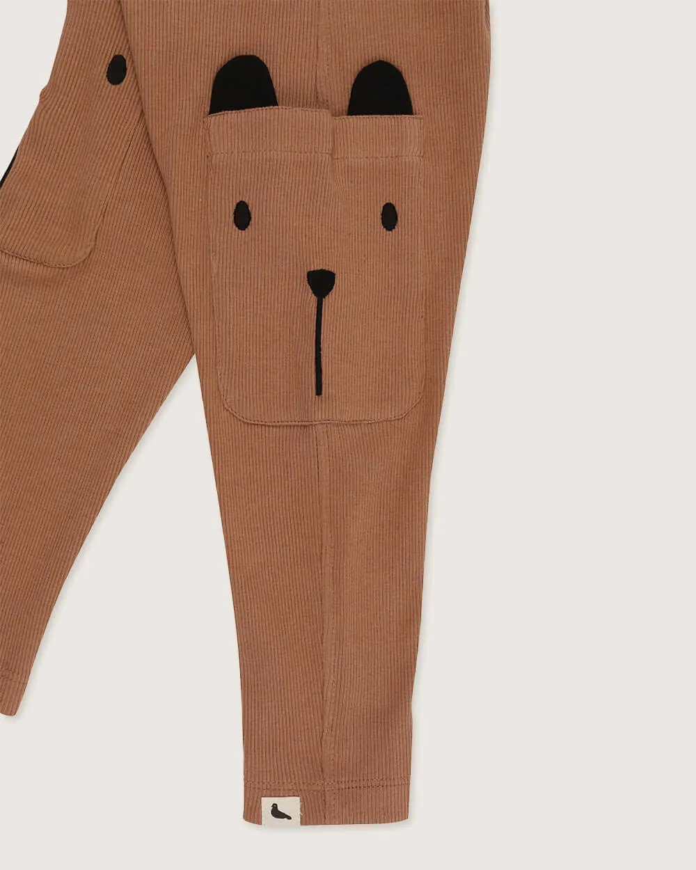 Brown Bear Face Print Dungarees