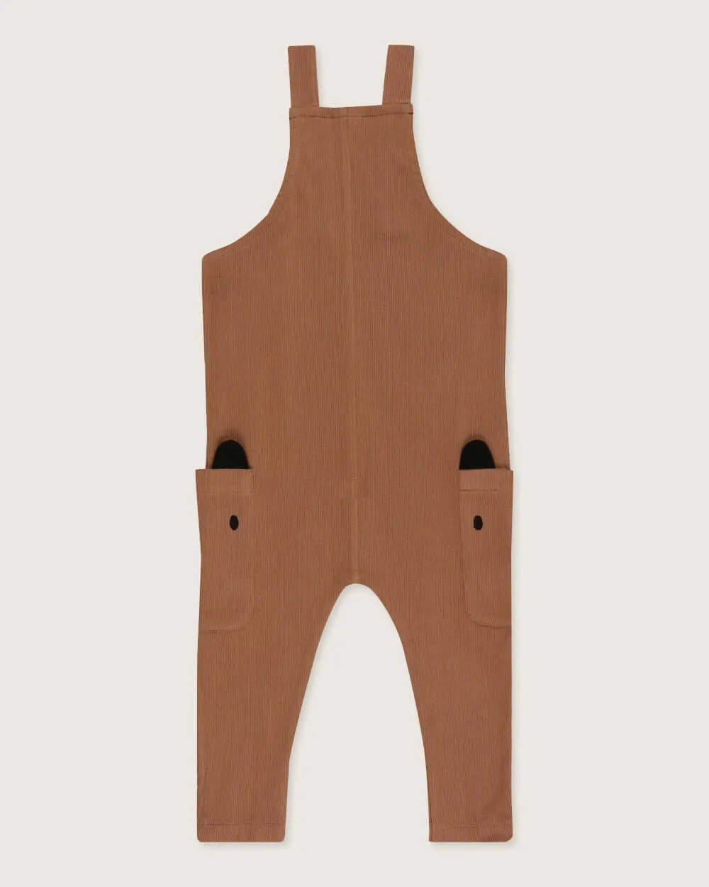 Brown Bear Face Print Dungarees