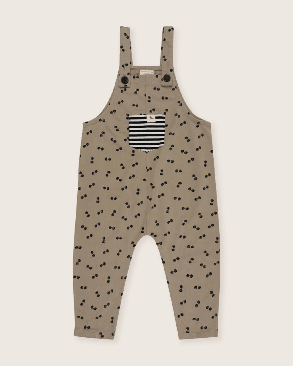 Brown Peapod Print Dungarees