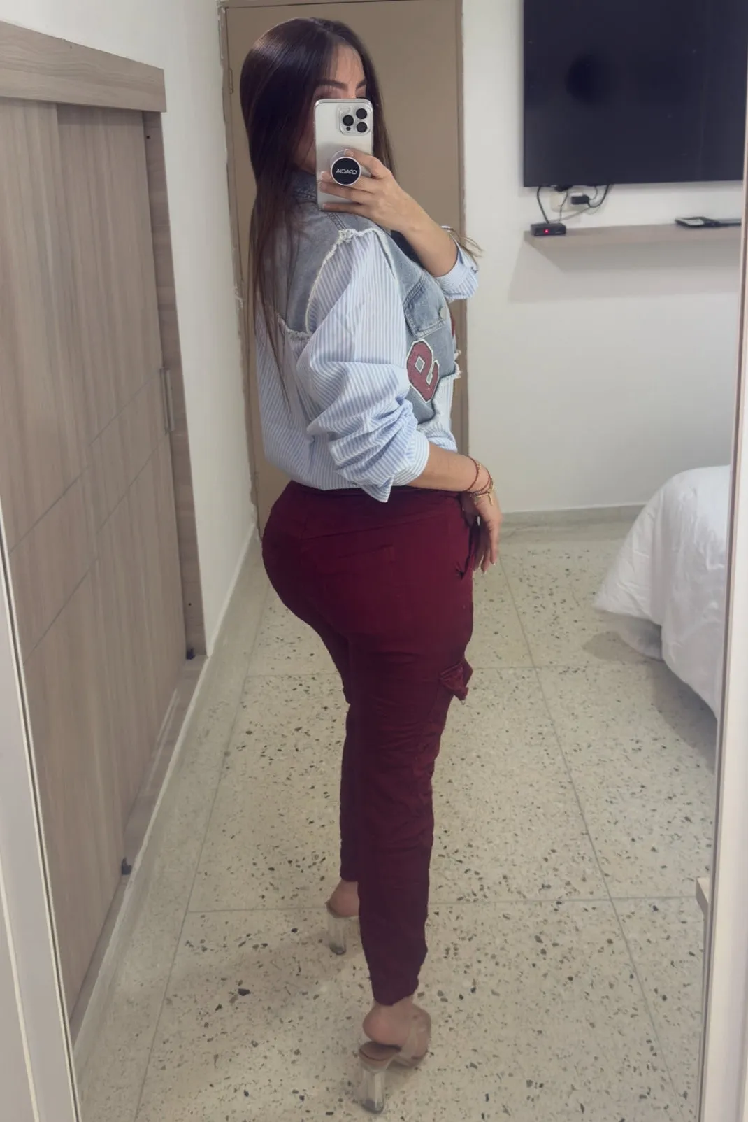 Burgundy Cargo Jogger Pants