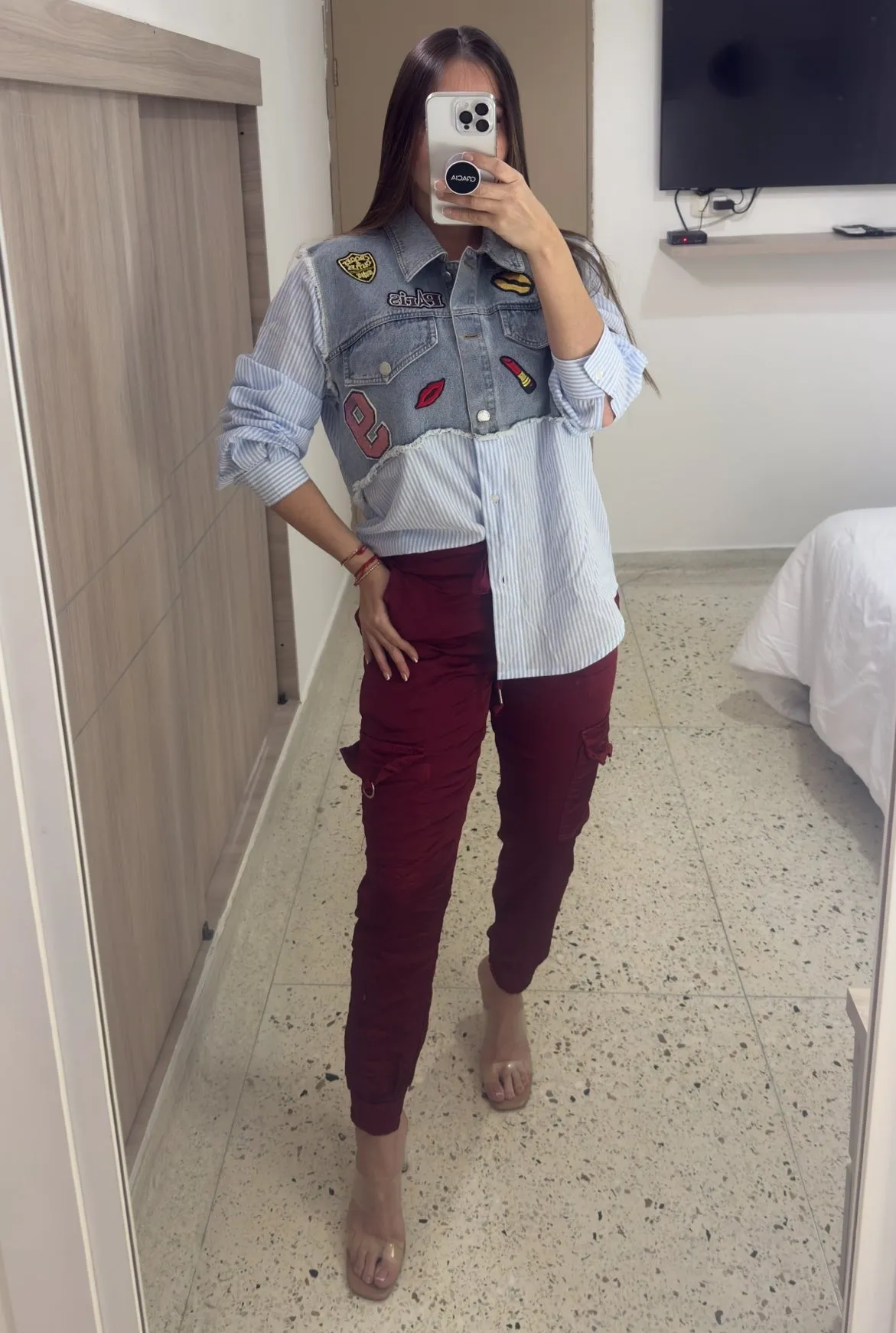 Burgundy Cargo Jogger Pants