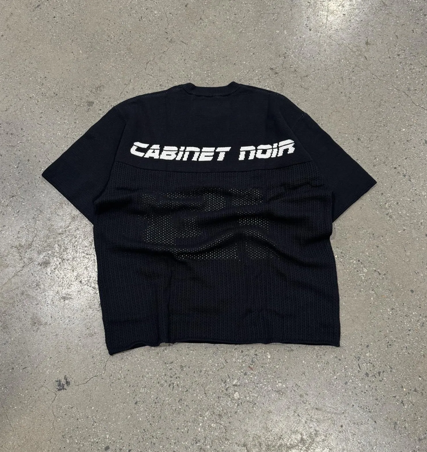 Cabinet Noir Sci-Fi Logo Mesh Knit Tee Black