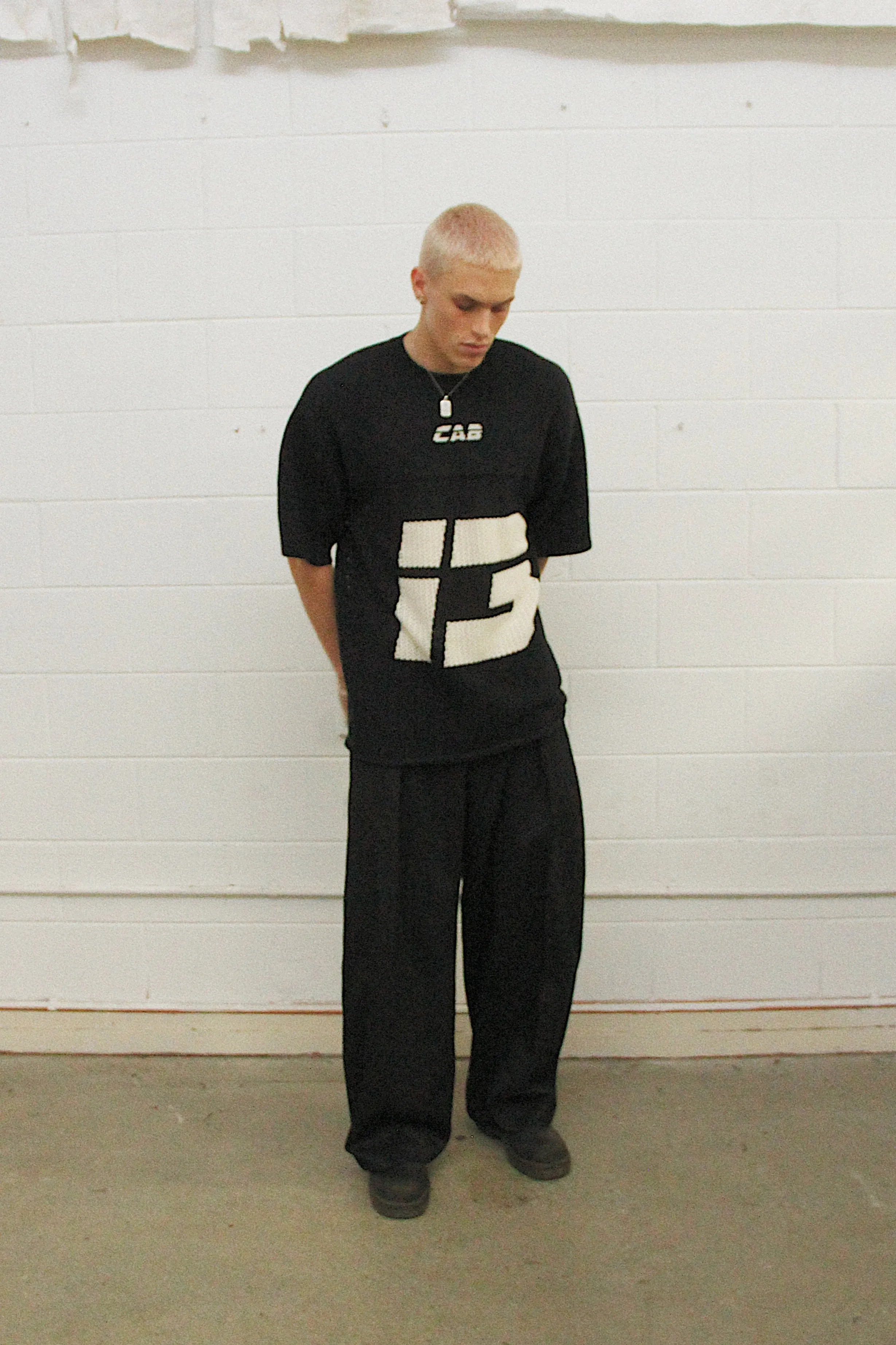Cabinet Noir Sci-Fi Logo Mesh Knit Tee Black