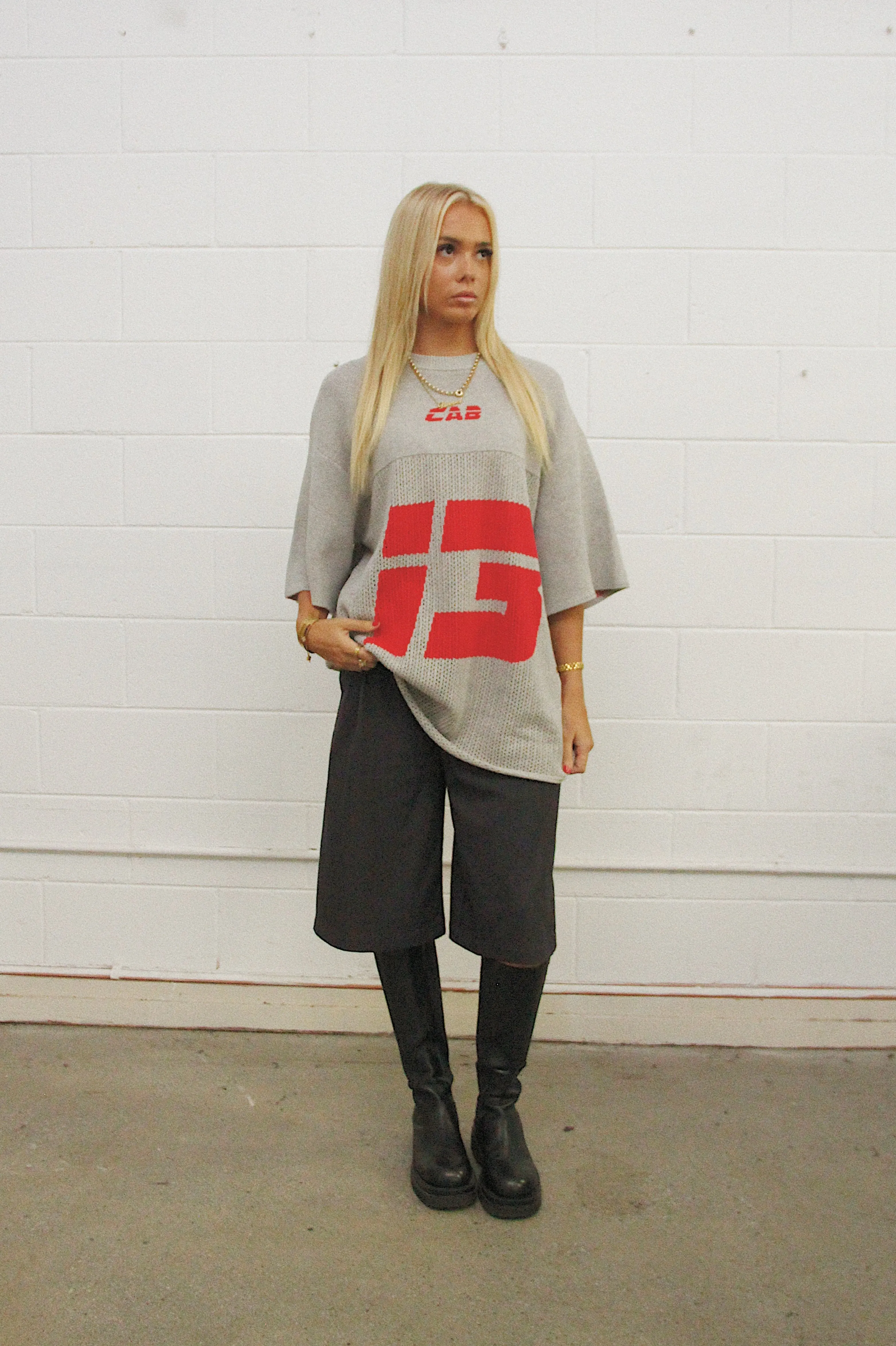 Cabinet Noir Sci-Fi Logo Mesh Knit Tee Grey