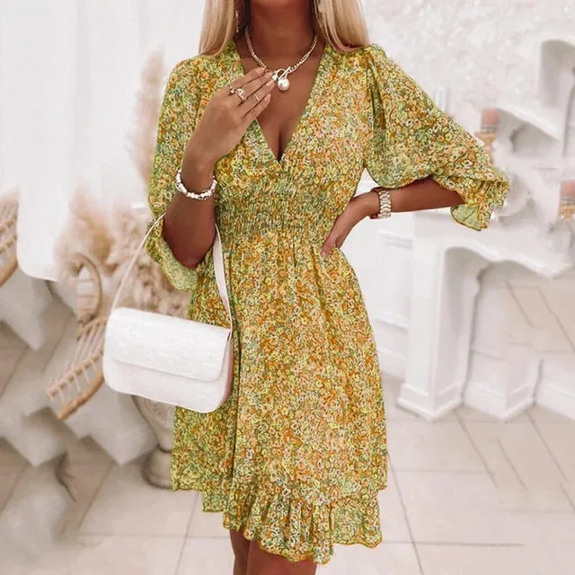 Calianna - Bohemian print summer dress and sweater for women
