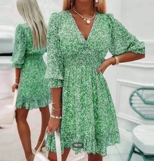 Calianna - Bohemian print summer dress and sweater for women