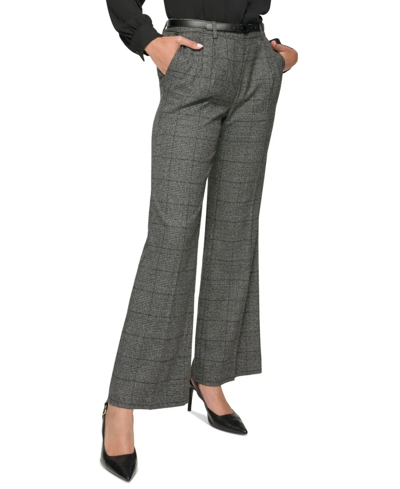Calvin Klein Womens Petite Menswear Wide-Leg Pants T37PX11B