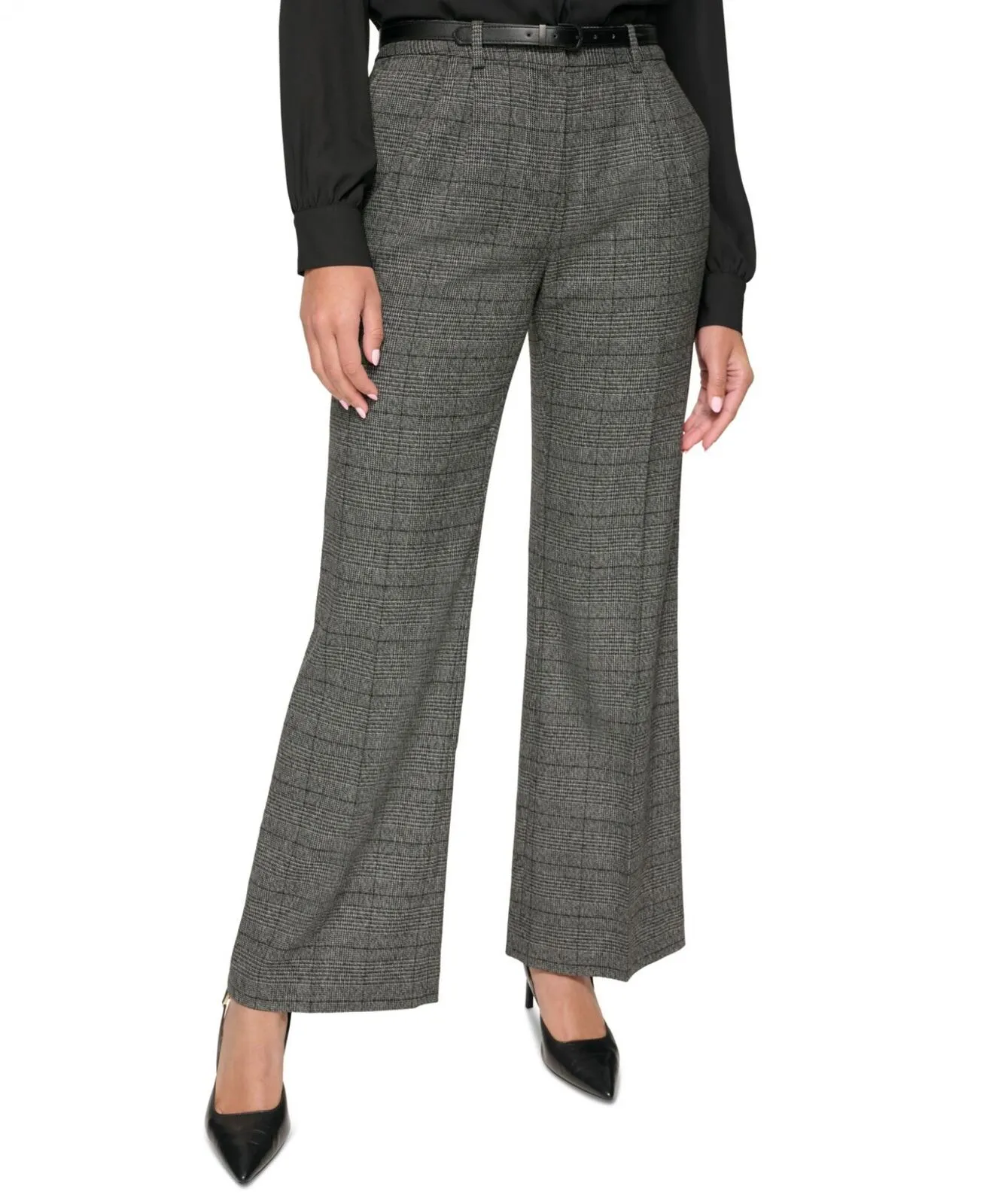 Calvin Klein Womens Petite Menswear Wide-Leg Pants T37PX11B