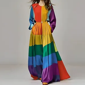 Carmina | Fashion O-neck long-sleeved dress with pleats for women