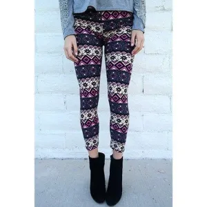 Chic Geometrical Print Color Block Skinny Leggings For Women - One Size(fit Size Xs To M)