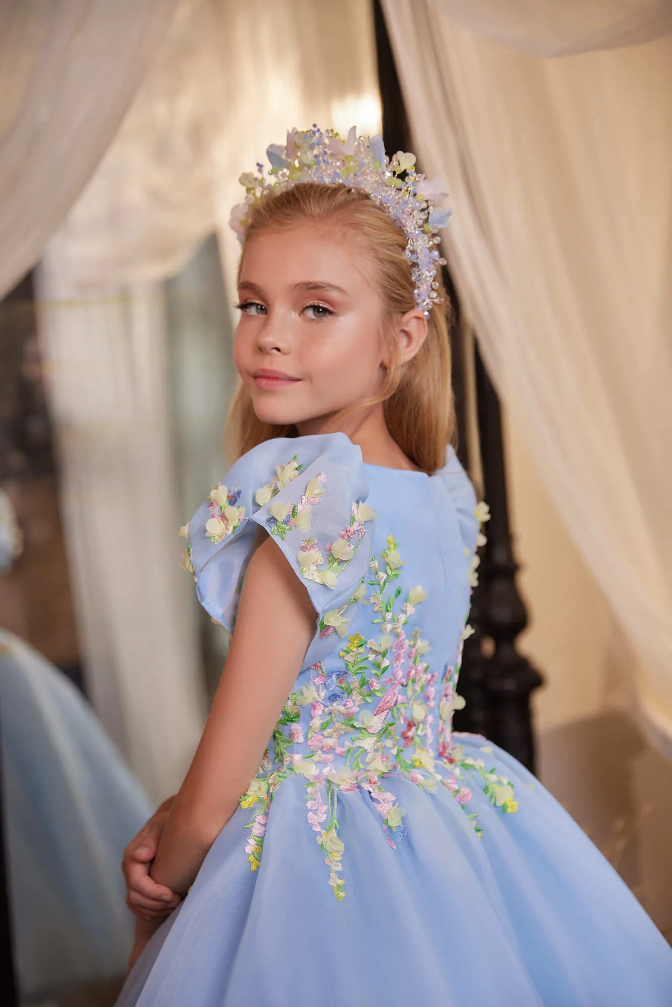 Cincinnati Blue Tulle Dress in Tea Length