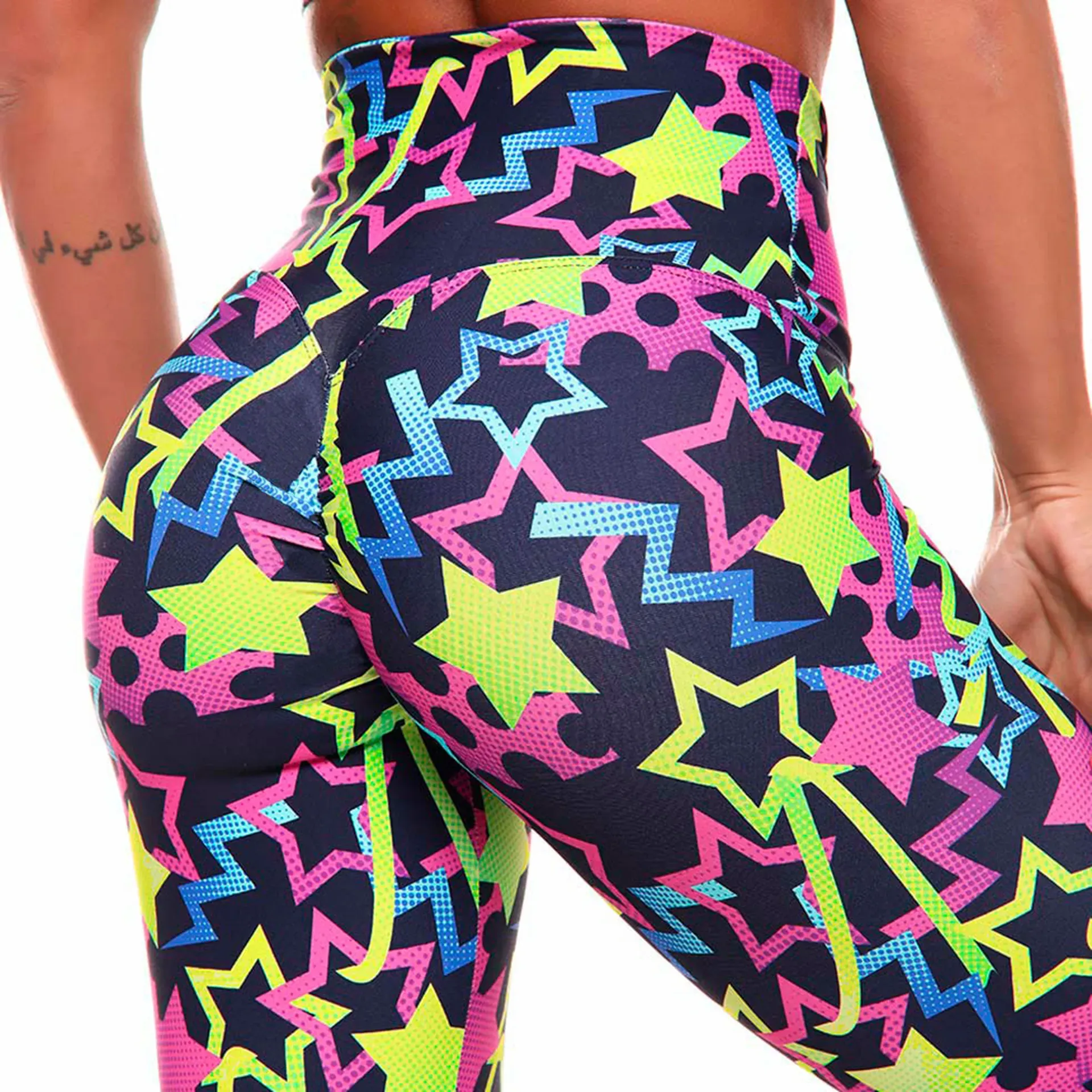 Cosmic High-Waist Scrunch Butt Graphic Leggings