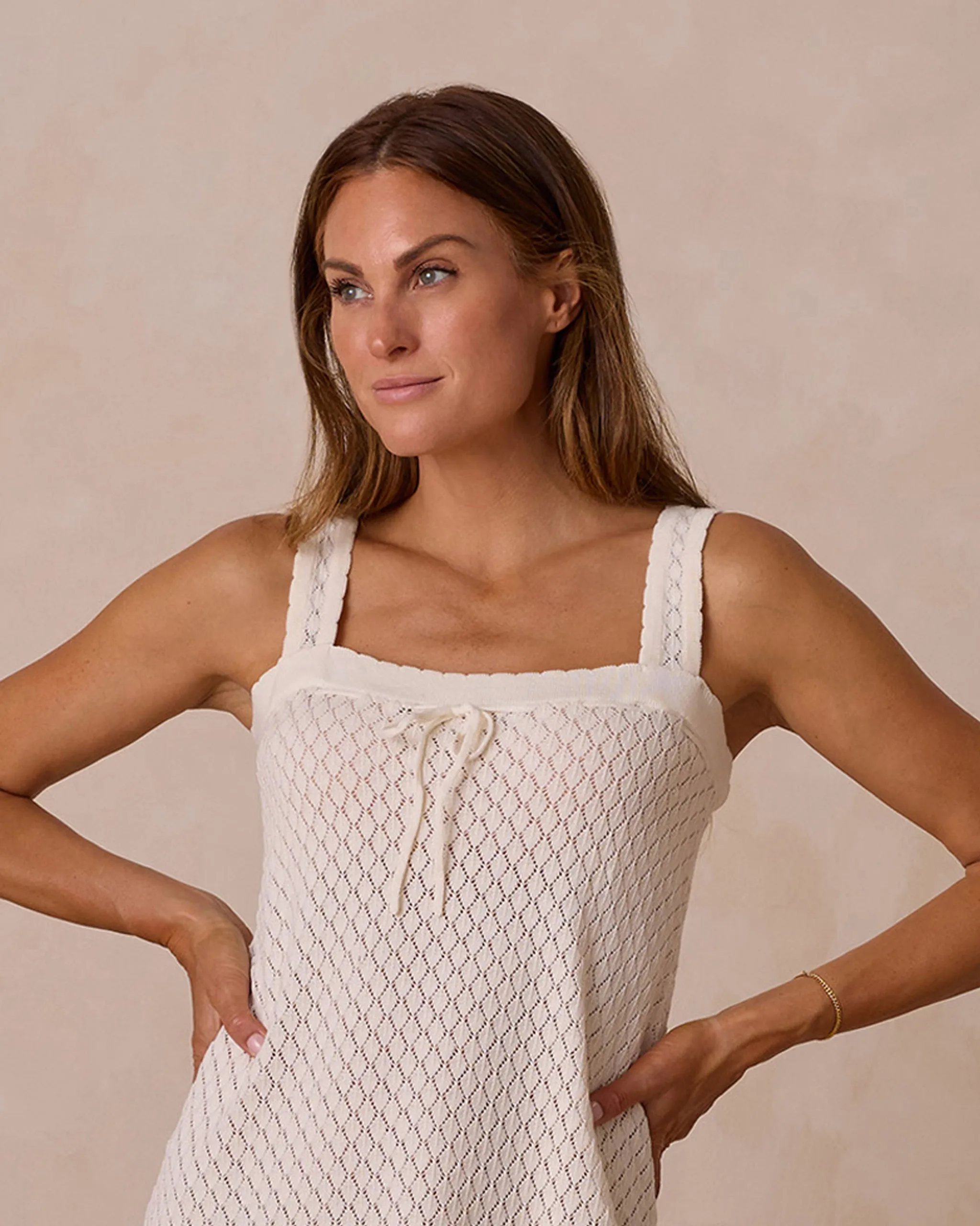 Crochet Tank Mini Dress || Ivory