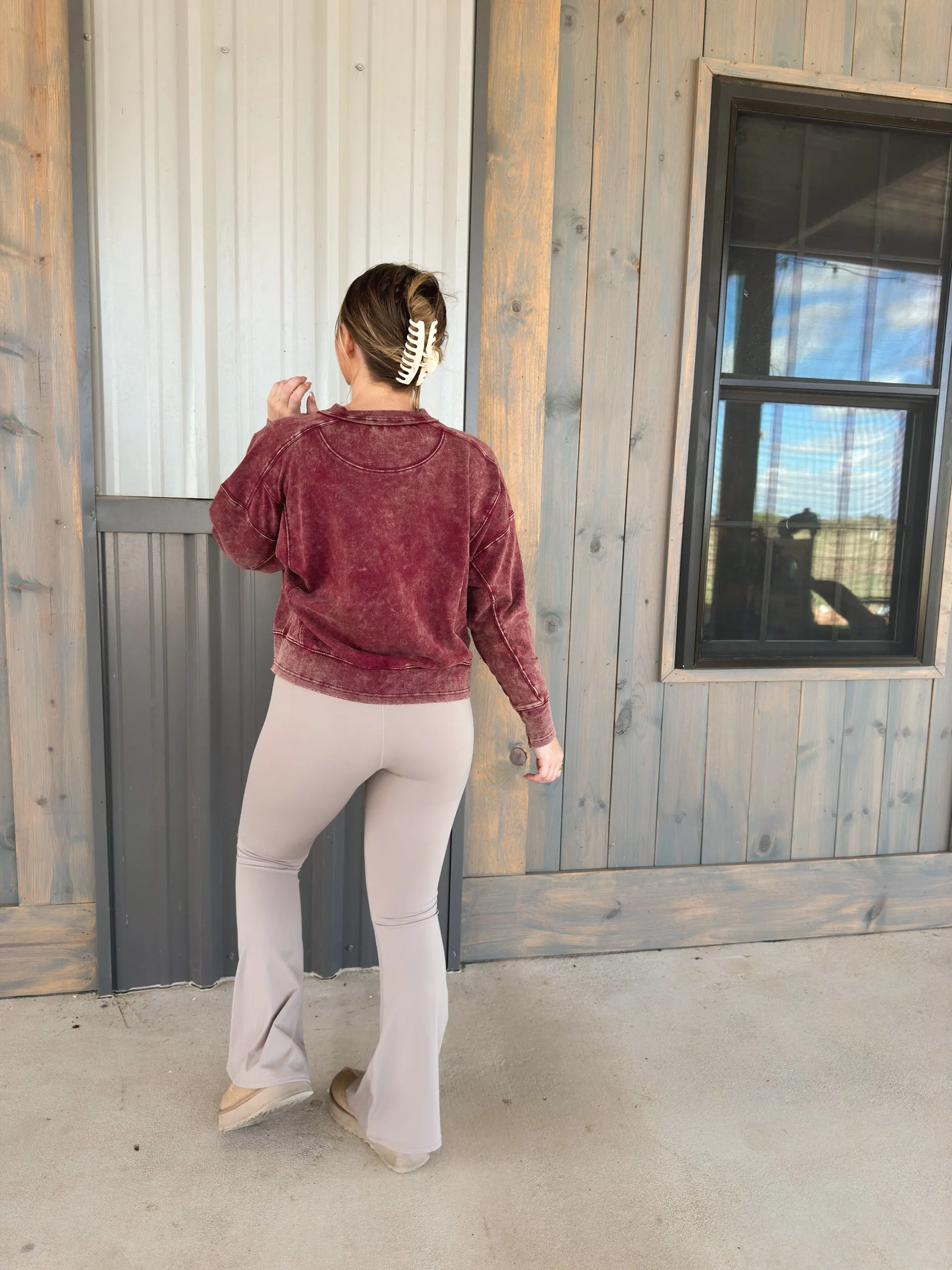 Crossover Flare Leggings - Taupe