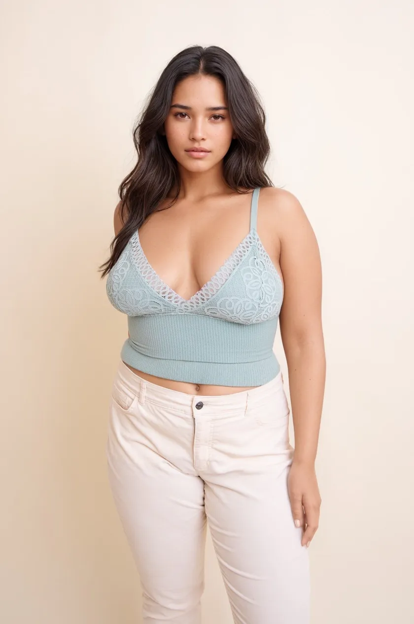 Curvy Waistband Loop Lace Brami – Elegant Plus Size Lace Detail