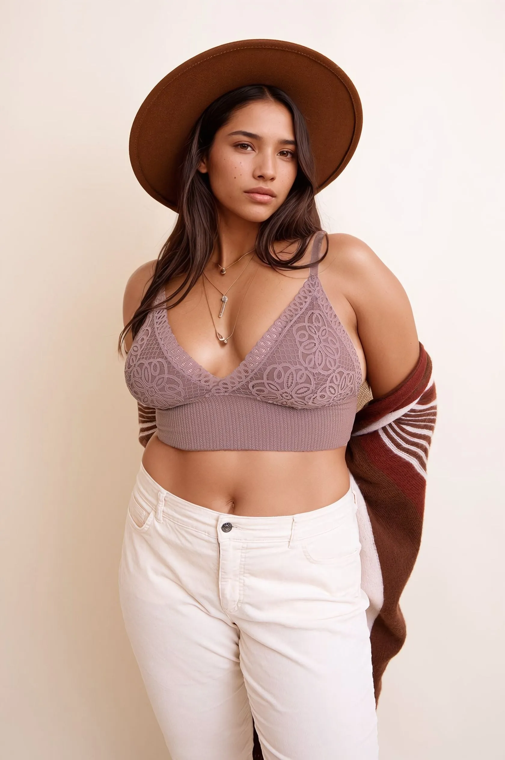 Curvy Waistband Loop Lace Brami – Elegant Plus Size Lace Detail
