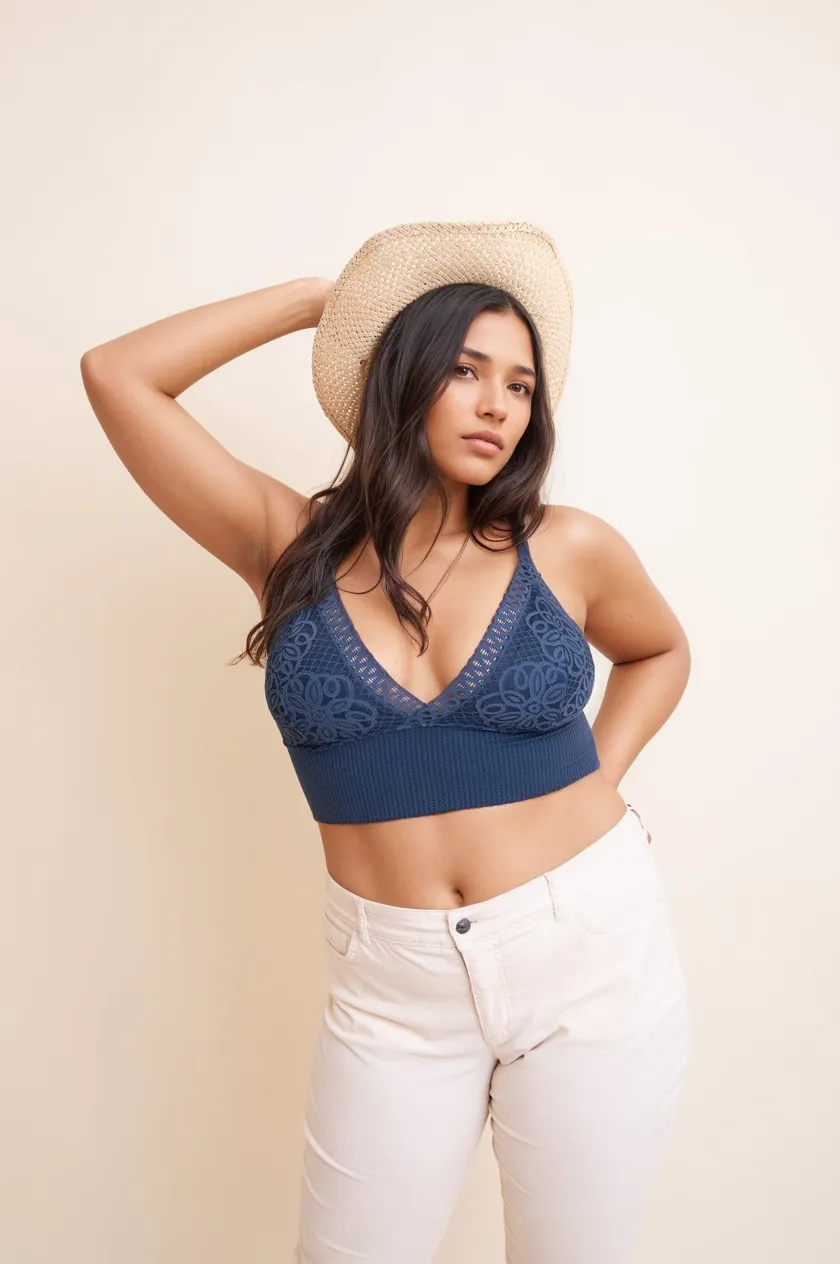 Curvy Waistband Loop Lace Brami – Elegant Plus Size Lace Detail