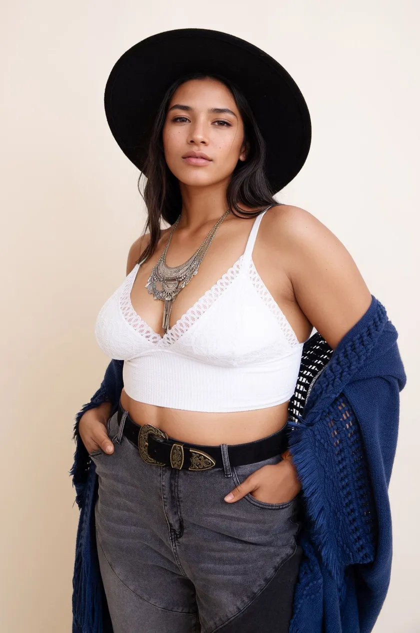 Curvy Waistband Loop Lace Brami – Elegant Plus Size Lace Detail