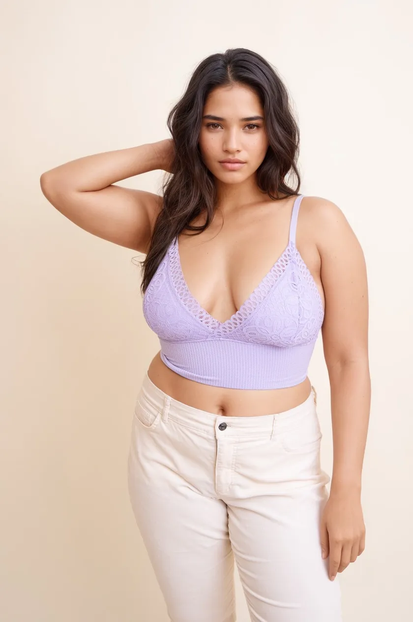 Curvy Waistband Loop Lace Brami – Elegant Plus Size Lace Detail