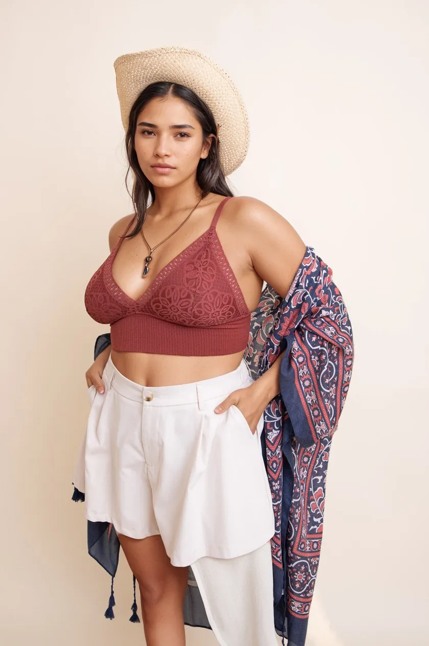 Curvy Waistband Loop Lace Brami – Elegant Plus Size Lace Detail