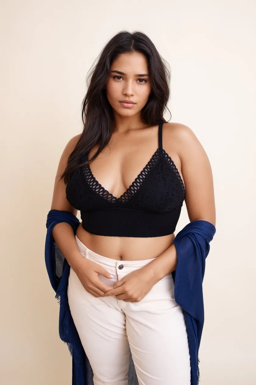 Curvy Waistband Loop Lace Brami – Elegant Plus Size Lace Detail