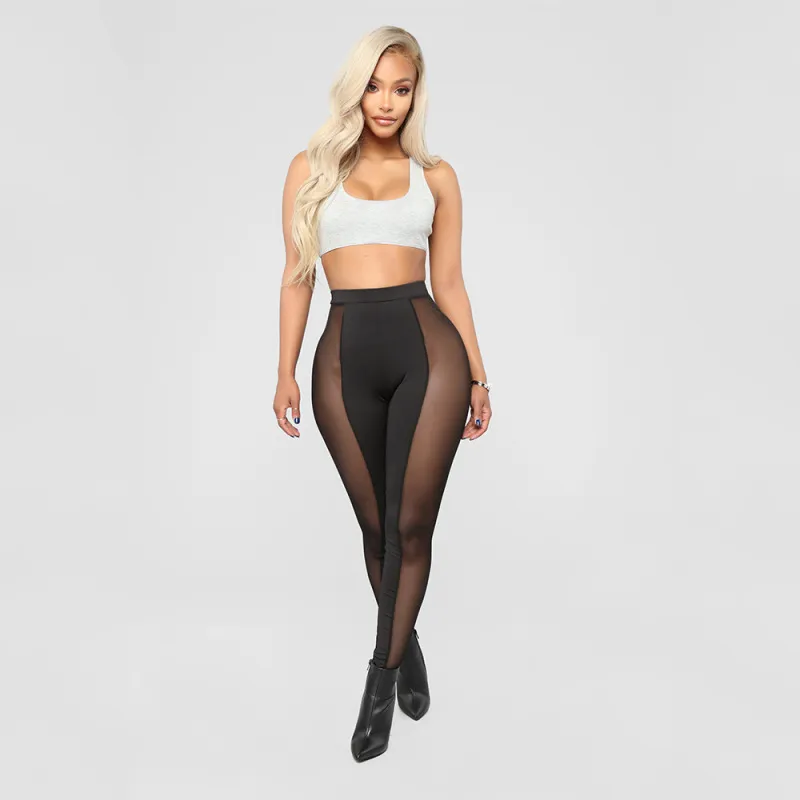 Dare to Wear Sheer Panel High-Waisted Mesh Leggings