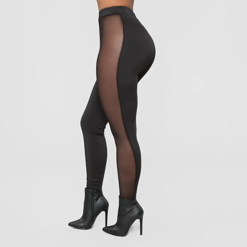 Dare to Wear Sheer Panel High-Waisted Mesh Leggings