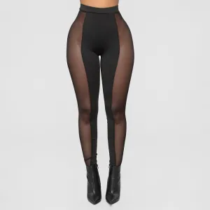 Dare to Wear Sheer Panel High-Waisted Mesh Leggings