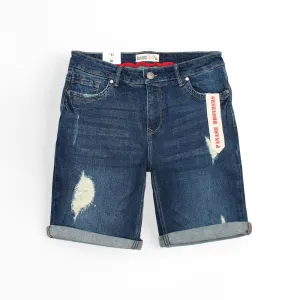 Dark Blue Denim Ripped Shorts