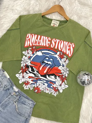 Dark Olive Rolling Stones Oversized Tee IFKT39014-09RS