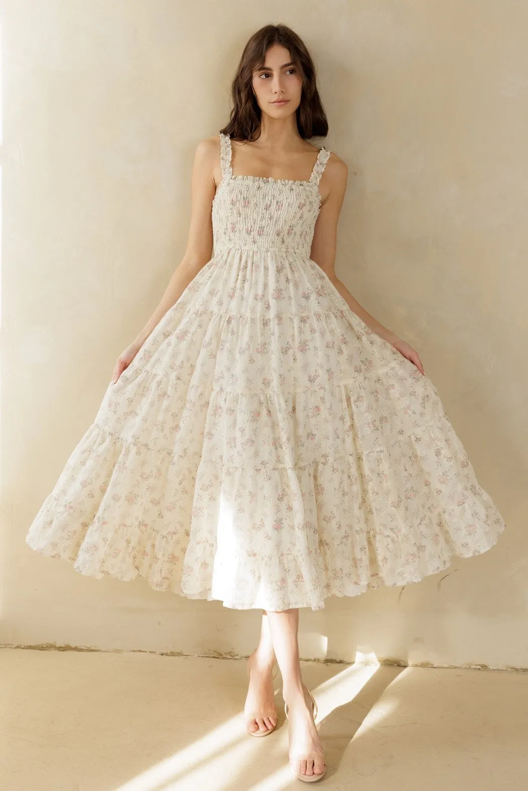 Delicate Print Floral Maxi Dress