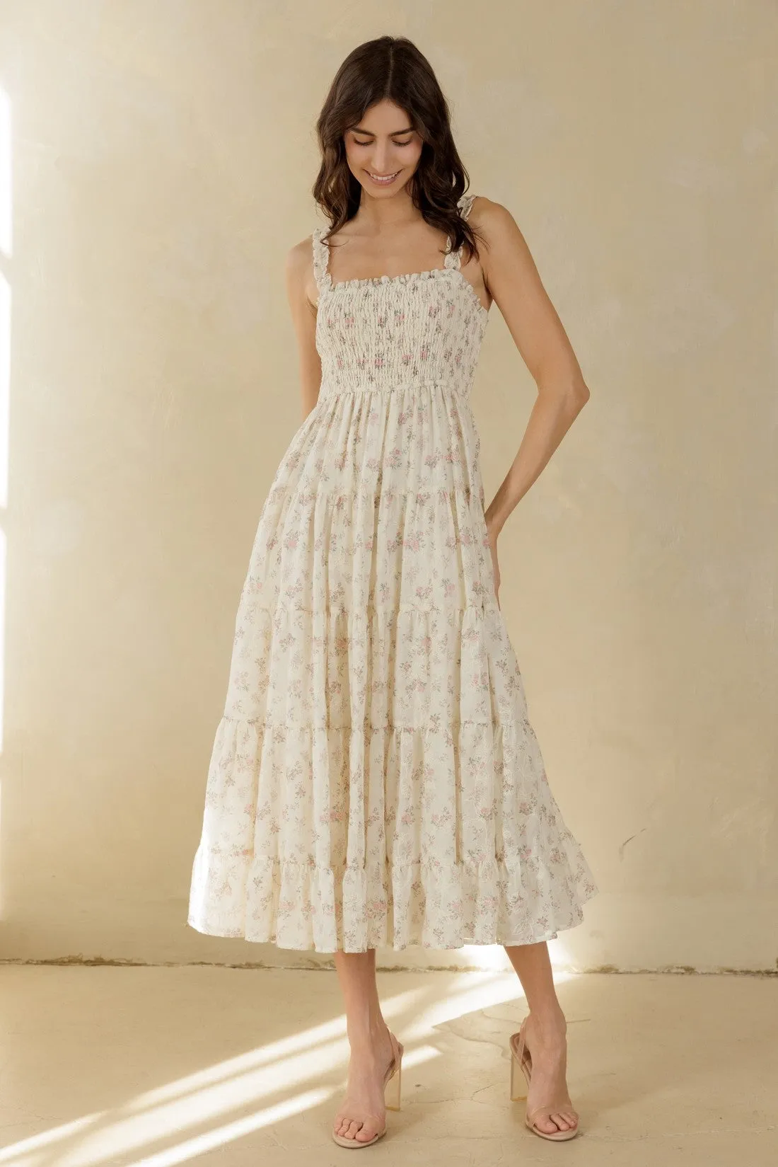 Delicate Print Floral Maxi Dress