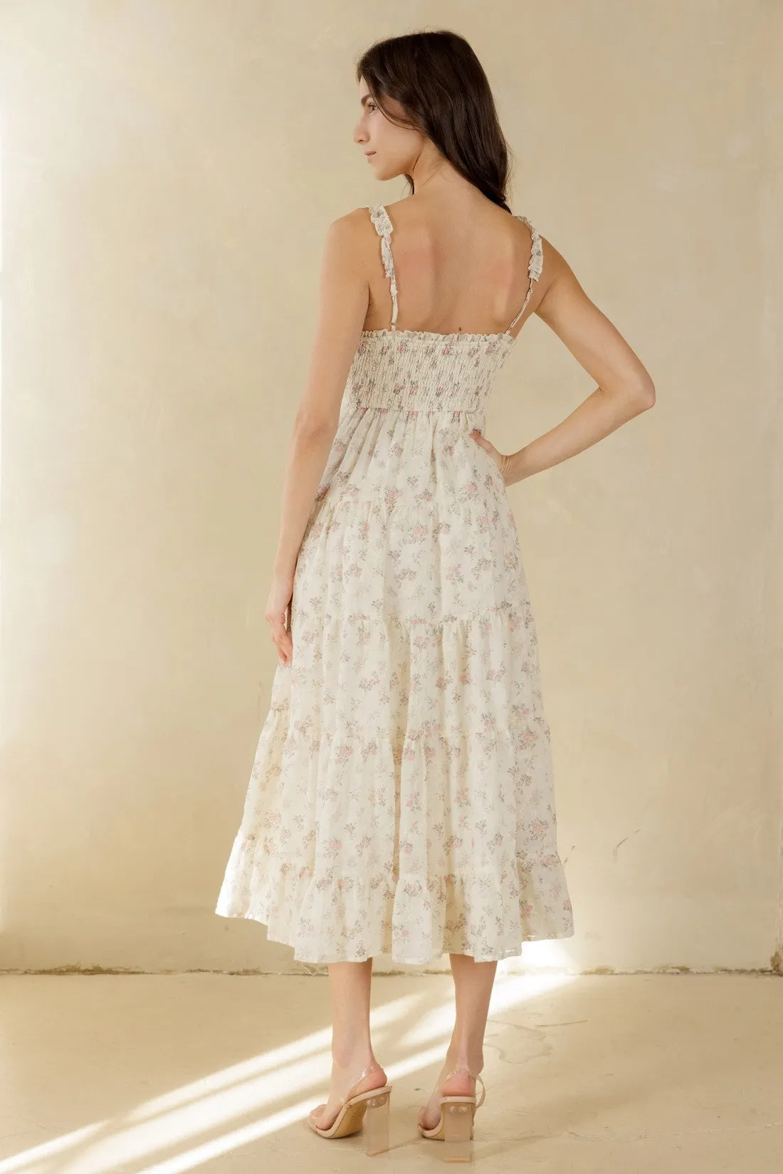 Delicate Print Floral Maxi Dress