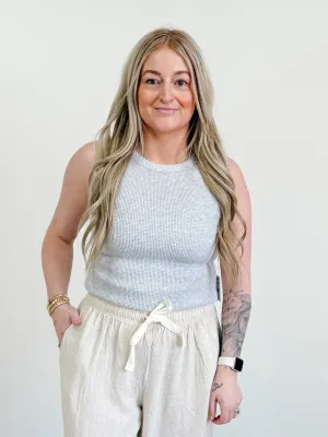 DEX Waffle Knit Tank in Light Heather Grey