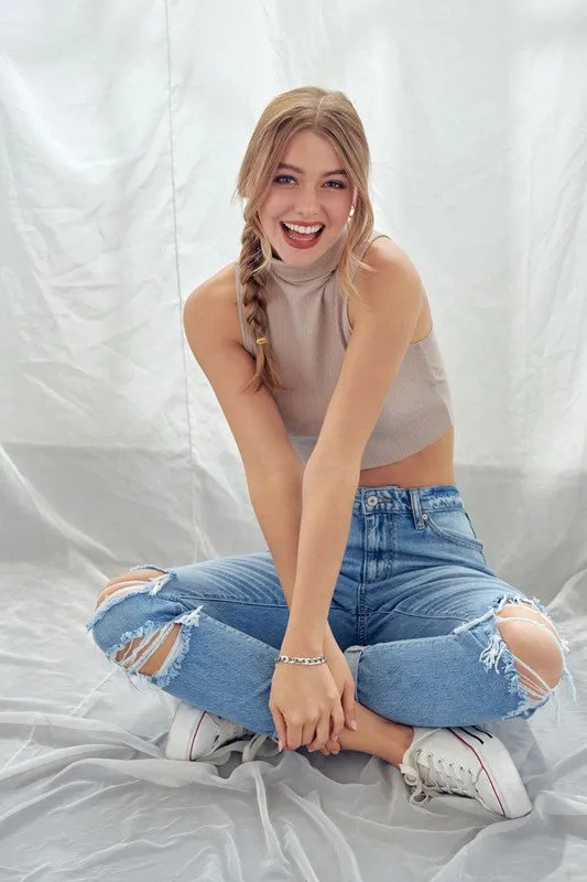 Distressed Mom Jeans
