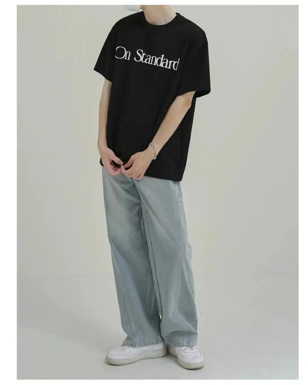 Drop Shoulder Crew Neck Printed T-shirt